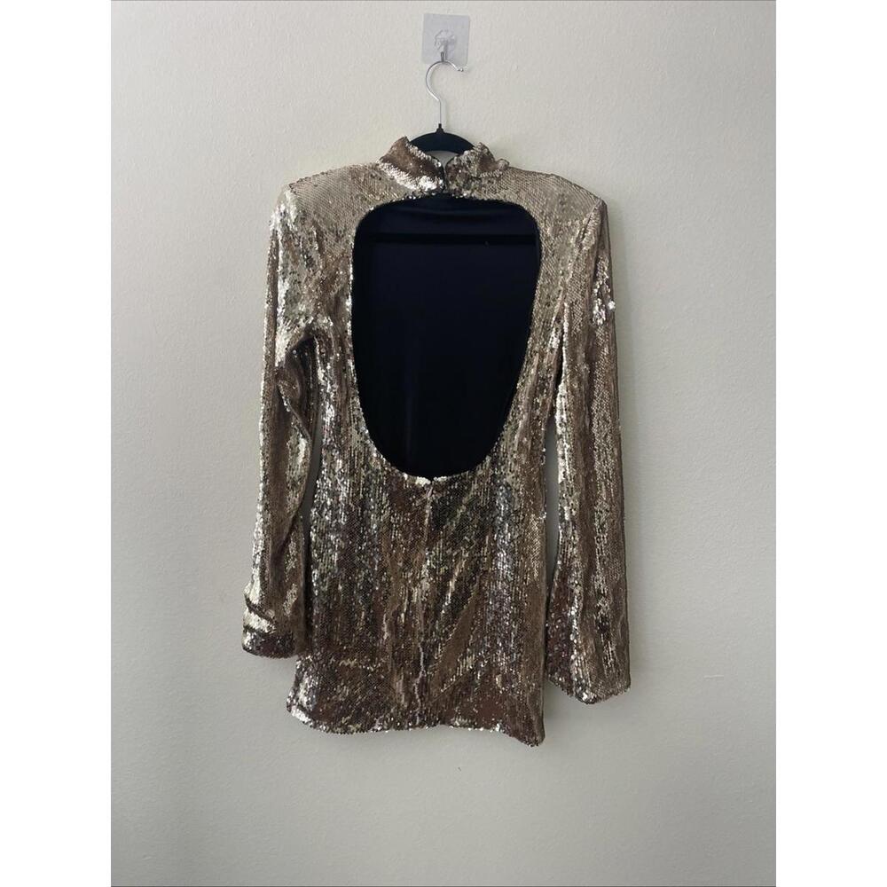 NWT Revolve Marit Mini Sequin Dress Champagne Silver L'Academie Party Holiday S - Picture 5 of 12